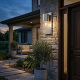 Silver And Clear Transparent Dimmable Outdoor Hanging Light With Silver And Clear Shades