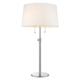 31" Silver Metal Two Light Adjustable Table Lamp With White Empire Shade