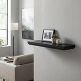 24" Black Wood Wall Mounted Floating Shelf