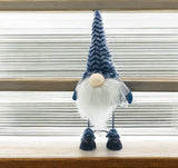 11" Blue Fabric Christmas Standing Gnome Tabletop Sculpture