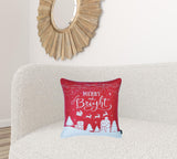 Red Christmas Lights and Reindeer Throw Pillow