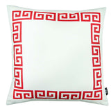 18" Red And White Geometric Fabric Throw Pillow