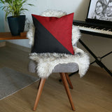 18" Red And Black Fabric Throw Pillow