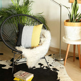 18" Black Gray And Yellow Fabric Throw Pillow