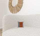 18" Brown Black And White Geometric Faux Leather And Fabric Throw Pillow