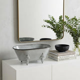 5" Gray Polyresin Hand Painted Decorative Tub Tabletop Sculpture