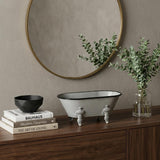 5" Gray Metal Hand Painted Decorative Tub Tabletop Sculpture