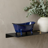 3" Blue Metal Hand Painted Decorative Tub Tabletop Sculpture