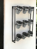 24" X 18" Black And Silver Metal Rectangular Wall Planter