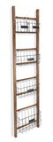 63" Natural and Black Wood And Metal Storage Shelf With Metal Baskets