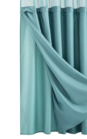 8' X 10' Ivory Fern Green And Teal Blue Geometric Washable Indoor Outdoor Area Rug