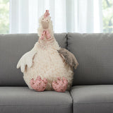 23" X 24" Ivory Novelty Chicken Handmade Polyester Throw Pillow