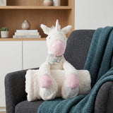 17" X 7" Ivory Unicorn Fabric Throw Pillow with Texture