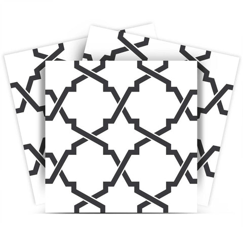 5" X 5" Black and White Prism Peel and Stick Removable Tiles