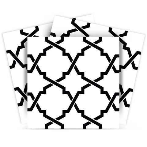 8" X 8" Black and White Quatrefoil Peel and Stick Tiles