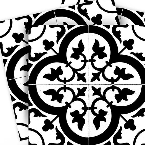 5" X 5" Black and White Roka Peel and Stick Removable Tiles