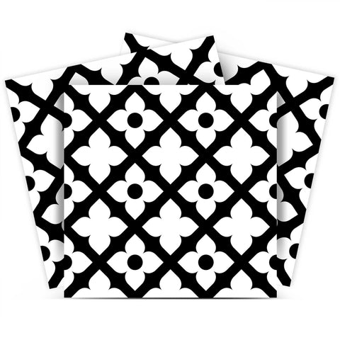 5" X 5" Black and White Dia Peel and Stick Removable Tiles