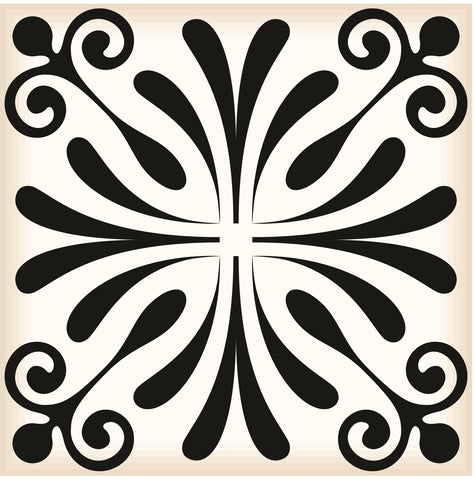 6" X 6" Black and White Flo Peel and Stick Removable Tiles