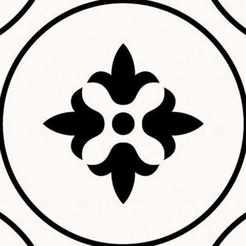 7" X 7" Black and White Rosa Peel and Stick Removable Tiles