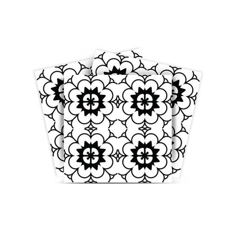 4" X 4" Black and White Gerber Peel and Stick Removable Tiles