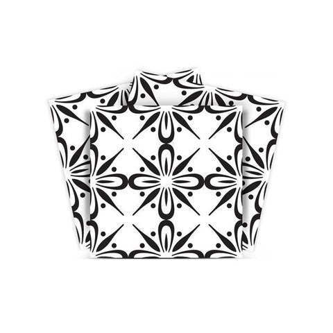 6" X 6" Black and White Quattra Peel and Stick Removable Tiles