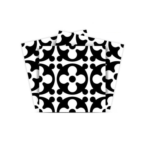 7" X 7" Black and White Medeci Peel and Stick Removable Tiles