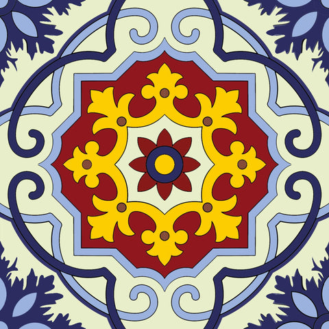 4" X 4" Blue And Yellow Mosaic Peel And Stick Removable Tiles
