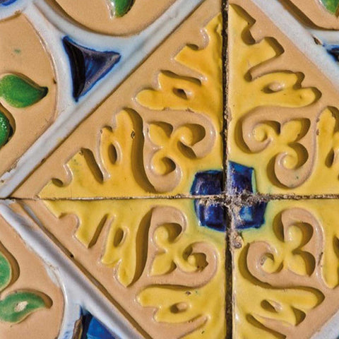 5" X 5" Yellow Blue Provence Peel and Stick Tiles Removable Tiles