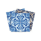 5" X 5" Blues and Crema Peel And Stick Removable Tiles