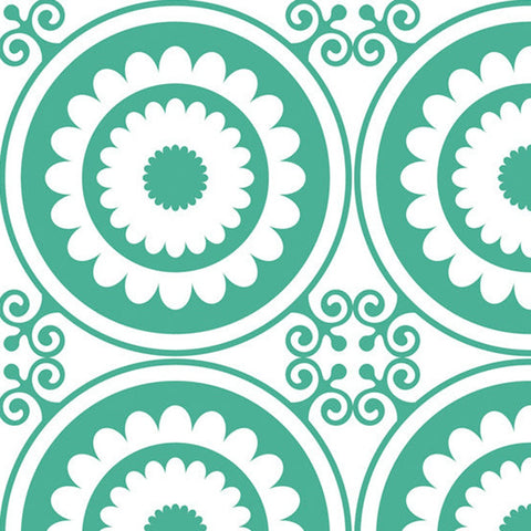 6" x 6" Light Green And White Geo Peel and Stick Removable Tiles