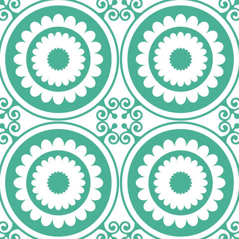 7" x 7" Light Green And White Geo Peel and Stick Removable Tiles