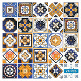 8" x 8" Shades of Blue and Yellow Mosaic Peel and Stick Removable Tiles