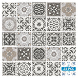7" x 7" Wood Brown and White Mosaic Peel and Stick Removable Tiles