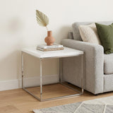 20" Silver And White Square End Table