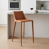 26" Terra Cotta Faux Leather And Faux Leather And Steel Low Back Counter Height Bar Chair