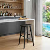 29" Black Wood Backless Bar Height Bar Chair