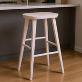 29" White Wood Backless Bar Height Bar Chair