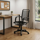 Black Swivel Adjustable Task Chair Bungee Back Steel Frame