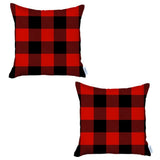 Set of 2 Red and Black Buffalo Plaid Throw Pillows