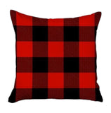Set of Four 18" Red and Black Plaid Fabric Throw Pillow Covers