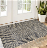 2' X 4' Modern Geo Lines in Squares Washable Floor Mat