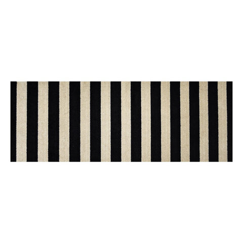2' X 6' Black and Tan Wide Stripe Washable Runner Rug