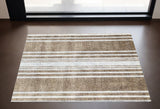 2' X 3' Tan Striped Shag Area Rug