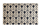 2' X 4' Graphite and Tan Abstract Leaves Washable Floor Mat