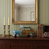 6" Blue And Yellow Metal Hand Painted Decorative Car