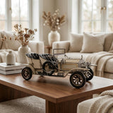 8" Silver Metal Hand Painted Model Car Tabletop Sculpture
