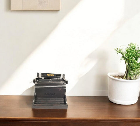 9" Black Metal German Replica Typewriter Tabletop Sculpture