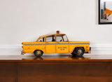 13" Yellow Metal Hand Painted NYC Taxi Tabletop Sculpture