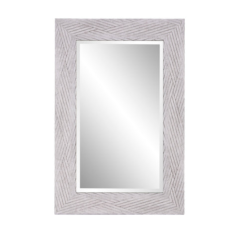 35" Gray Woven Faux Wood Framed Accent Mirror