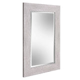 35" Gray Woven Faux Wood Framed Accent Mirror